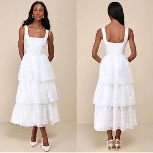 LULUS white floral layered dress